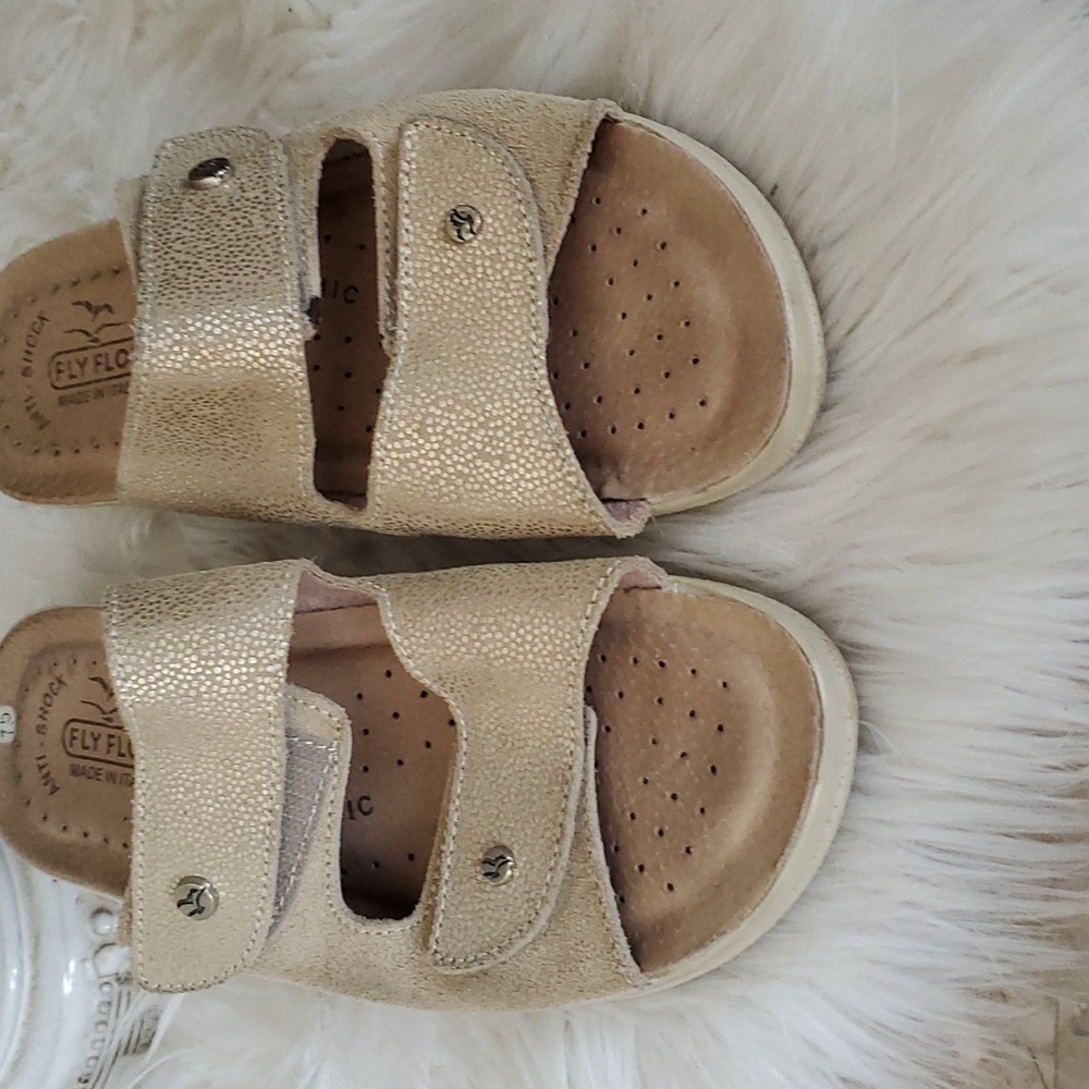 Fly Flot anatomic anti shock comfort mules sandals gold size 8 - Picture 6 of 16